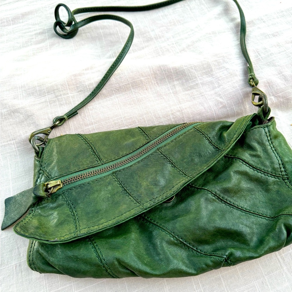 Lucky asymmetrical green purse- buttery luxurious leather